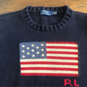Polo by Ralph Lauren Dark Blue Sweater with Flag Design